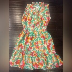 CAbi Floral Dress - Red, Orange, Green